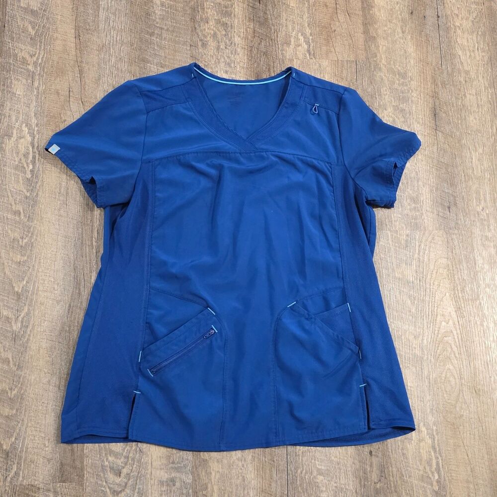 Scrubstar Ultimate Women's Blue Short Sleeve V-Neck Medical Top Scrub Size Med